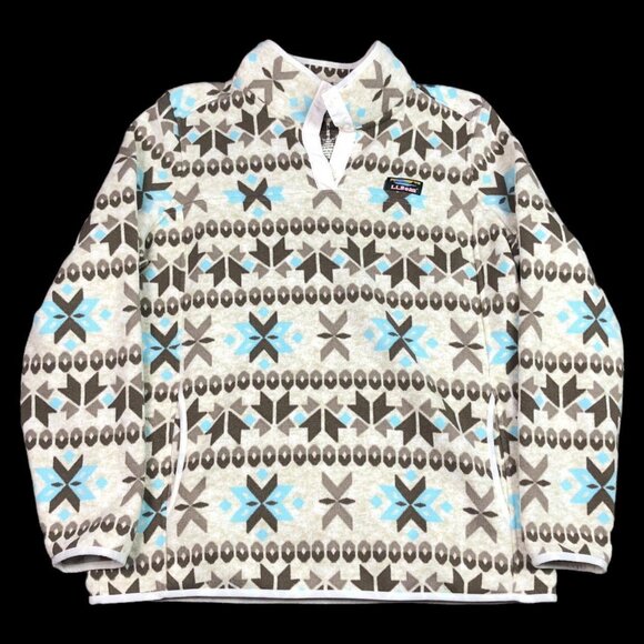 L.L. Bean Fair Isle Multicolor Quarter Snap Pullover Sweatshirt‎ Women’s XL - Picture 1 of 5